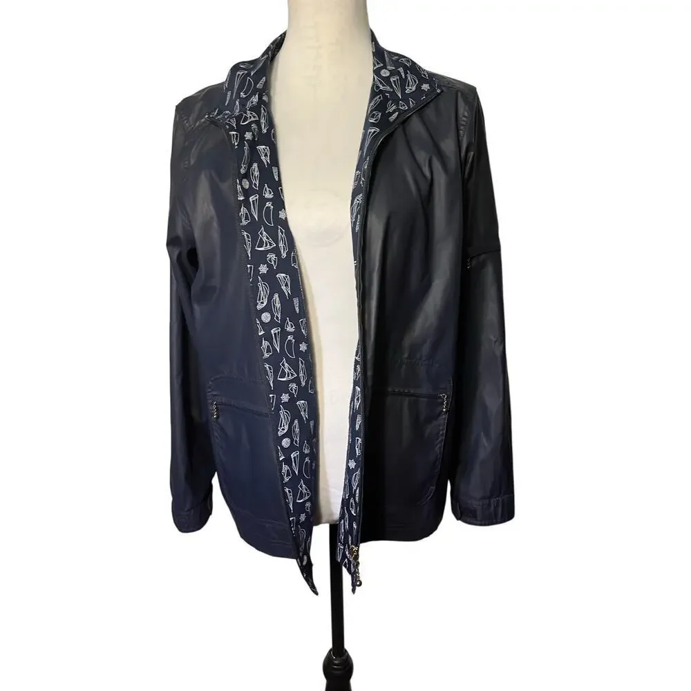 Cricket Lane Collections Women’s Size M Blue ￼Lightweight Zip Jacket, Y2K   ￼‎
